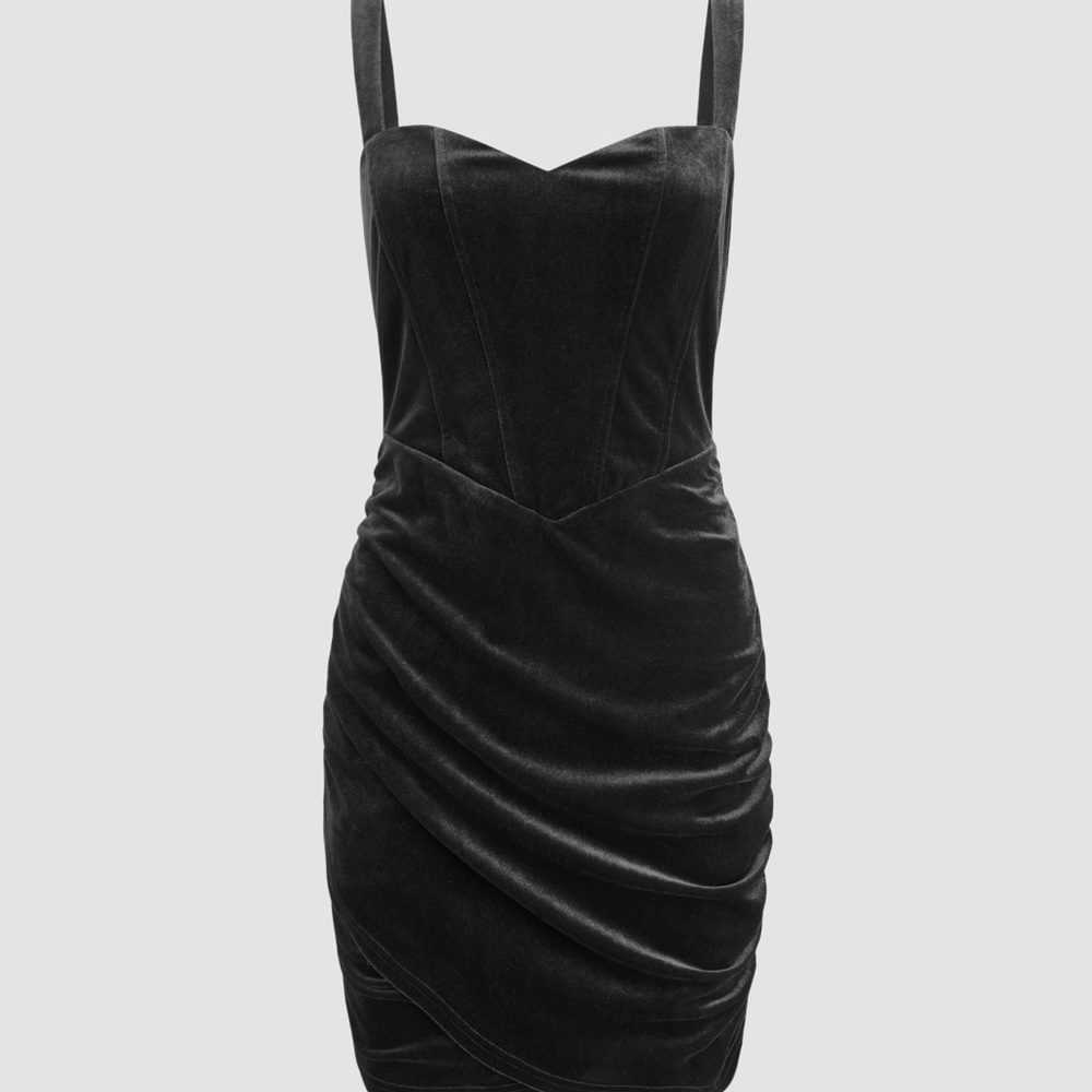 Cider Black Velvet Mini Dress​